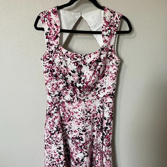 womens black dress jeans Carolyne Roehm for Elizabeth Arden Floral A-line Dress Black White